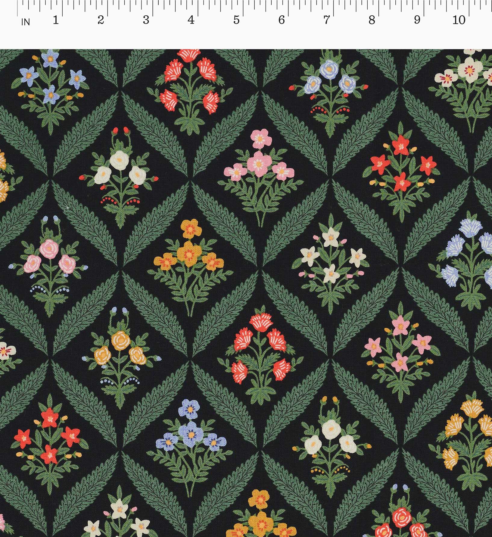 Estee Garden Canvas Fabric - Black Multi